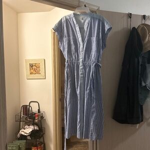 Buttoned blue stripe dress